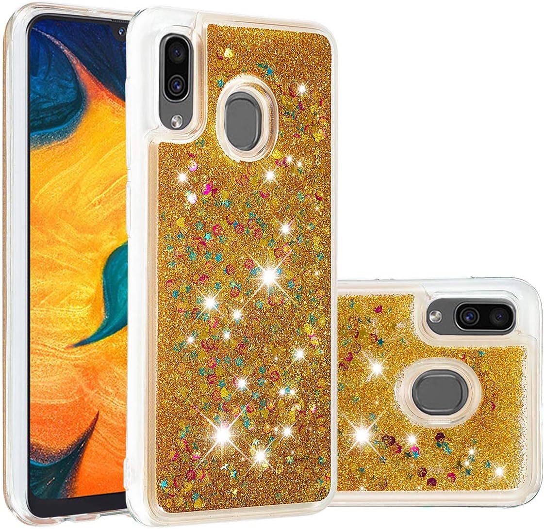 SHUYIT Samsung Galaxy A30 / A20 Phone Case Luxury Liquid Case Cute Heart bling Glitter Sparkle Floating Quicksand Shockproof Protective Cover Soft Silicone TPU Case for Samsung Galaxy A30 / A20