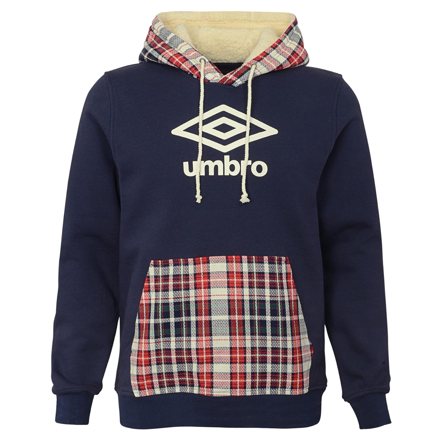 Buy Umbro Men's Tartan Sherpa Fleece Heavyweight Hoodie, Navy