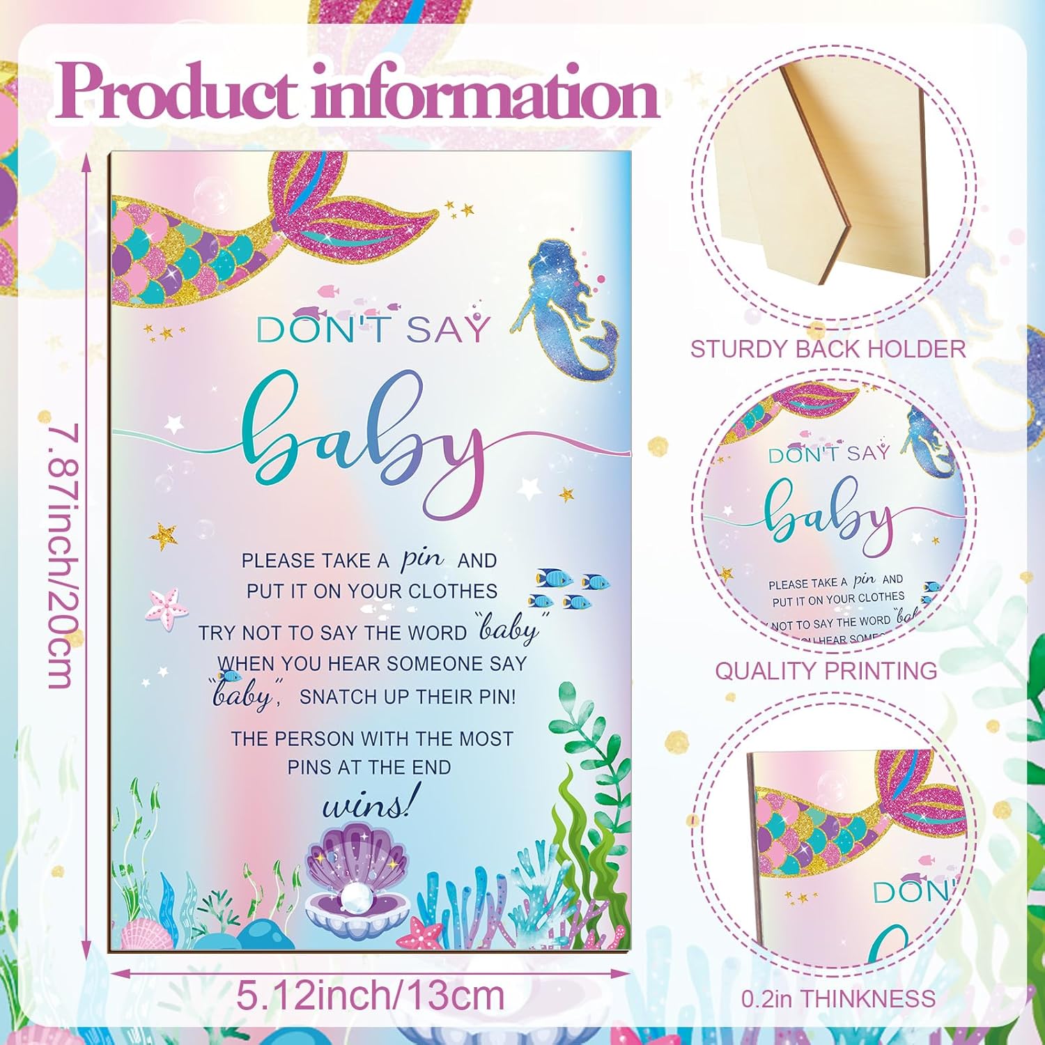 Patelai 321 Pcs Mermaid Baby Shower Decorations A Mermaid Is on The Way Baby Shower Decorations Don't Say Games 5 Set Serve 50 Guests for Under The Sea Gender Reveal Birthday Party Supplies