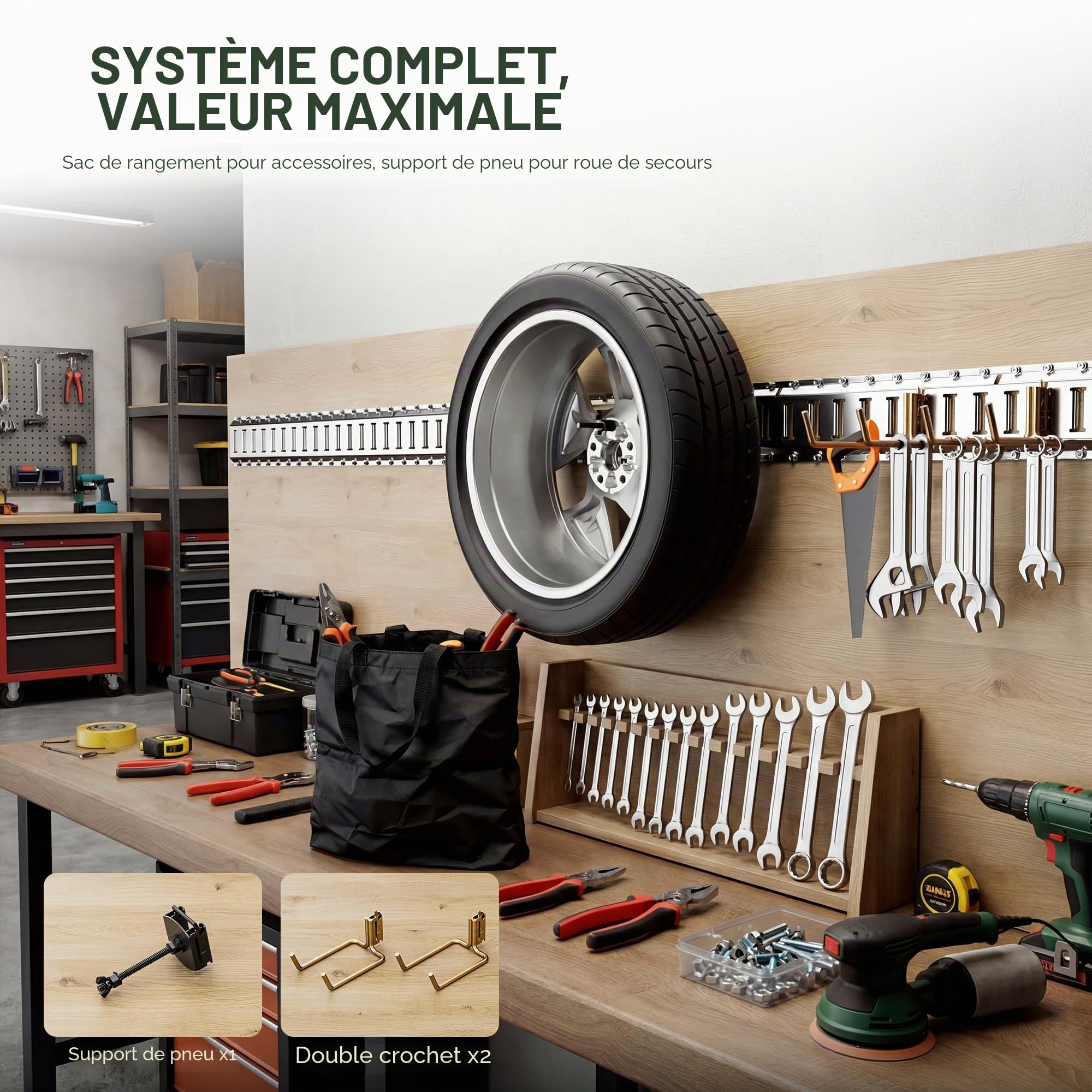 Kit Rail d'Arrimage E-Track 27 Pièces, Capacité 998 kg | 8 Rails E-track, 8 Attaches avec Anneau D, 8 Anneaux en O, 2 Crochets Doubles + 1 Crochet pour Pneu
