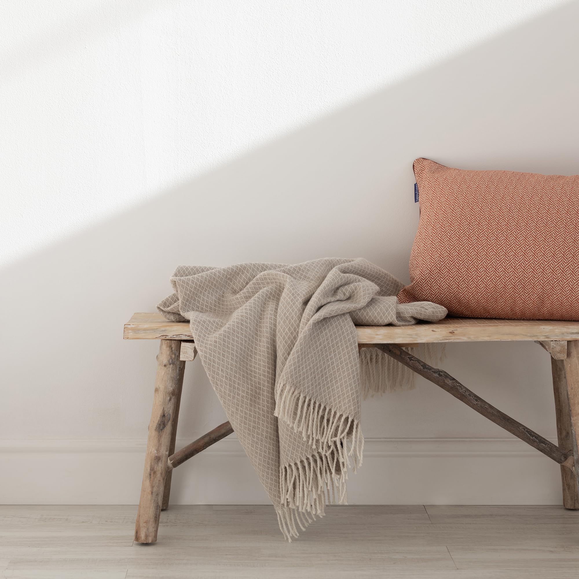 Plaid Coast beige en maille tissée à carreaux de qualité supérieure