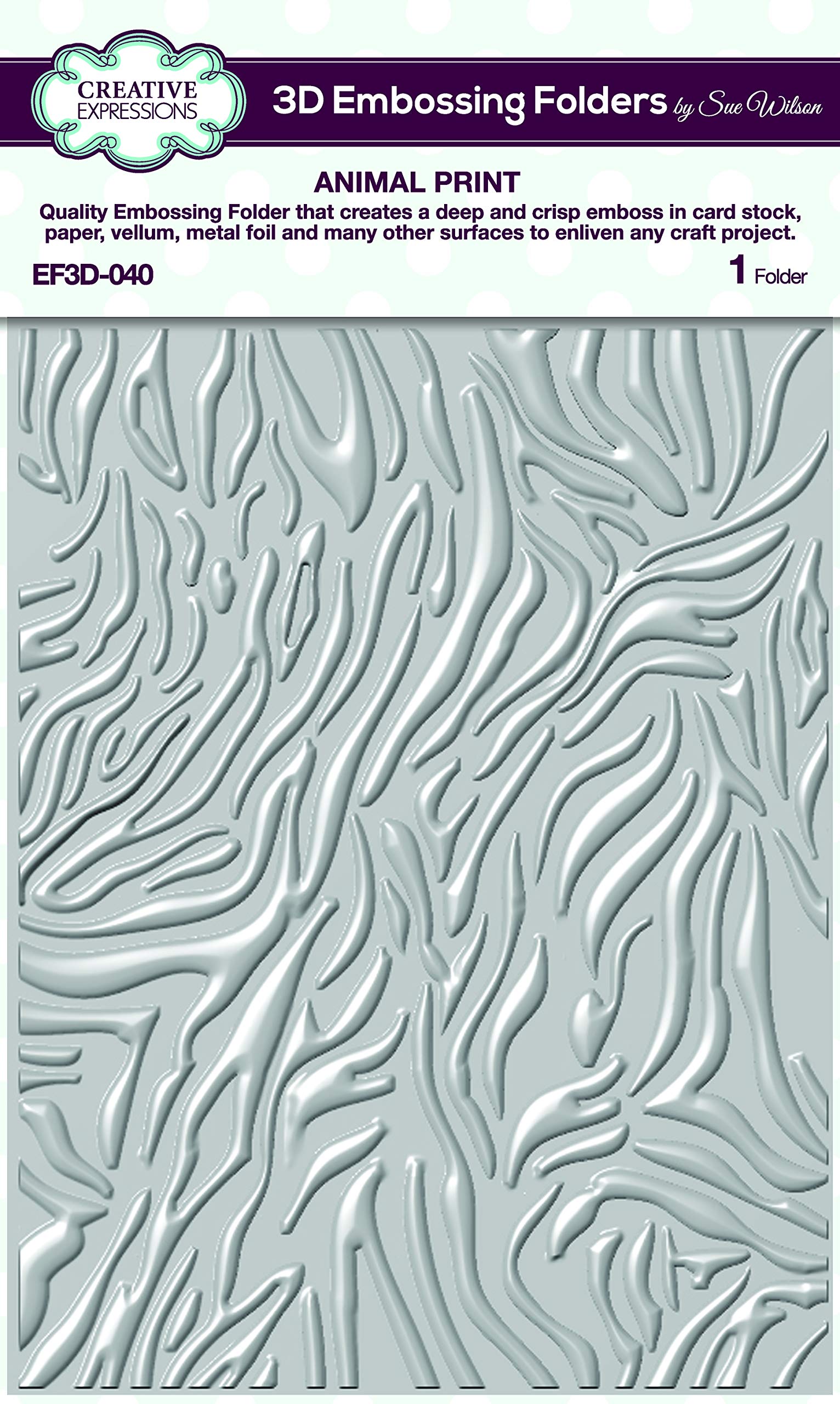 Creative Expressions Animal Print-3D Embossing Folder, 14.6 x 19 cm, Transparent