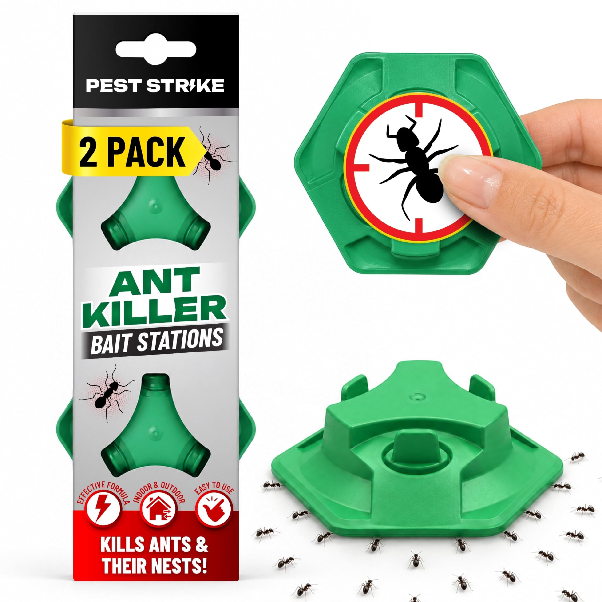 Ant Bait Station - Ready to Use Ant Traps to Destroy Ants and Nest - Neat, Clean and Easy to Use Ant Stop Bait Station for Indoor and Outdoor (2 Pack)