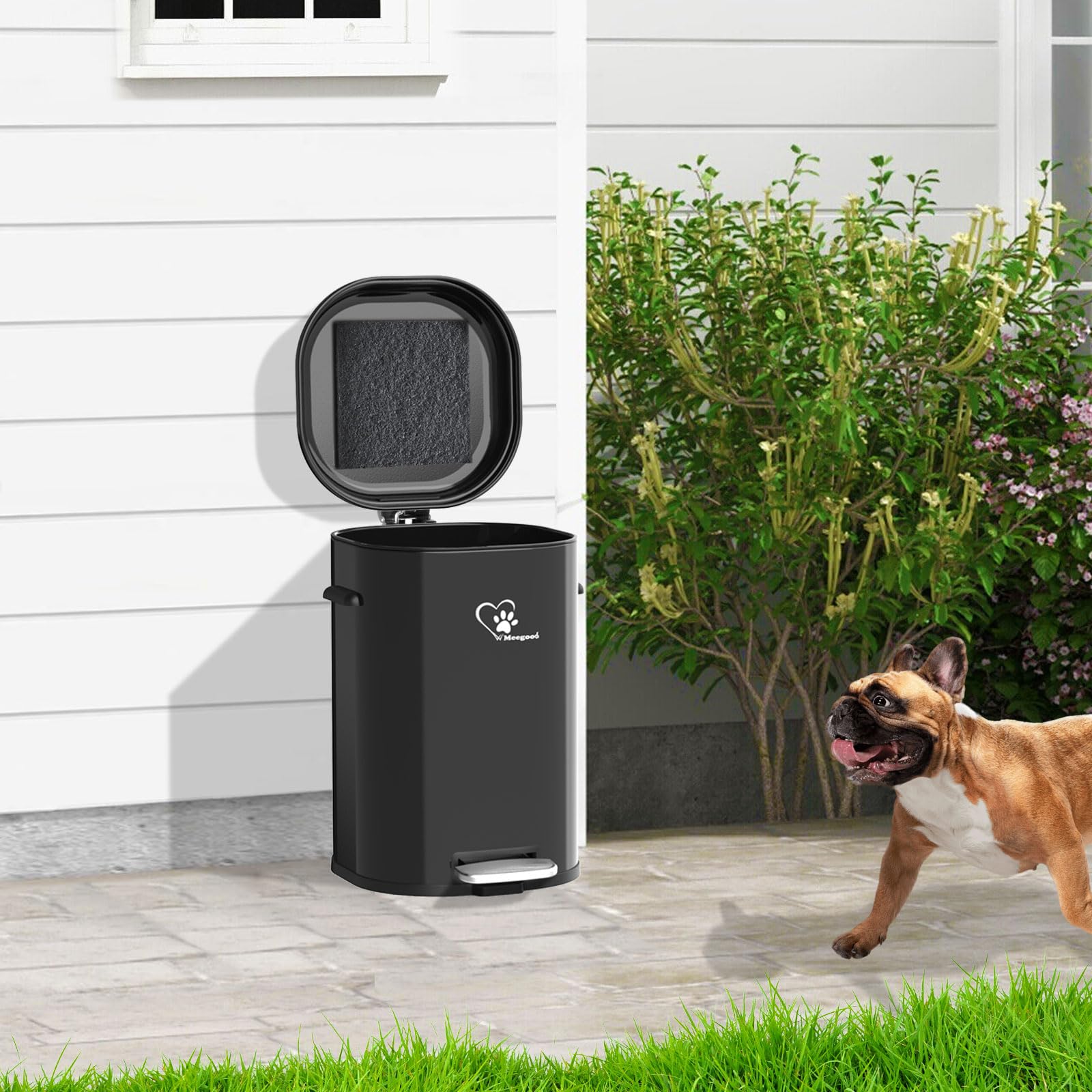 Meegood Dog Poop Trash Can,18L Portable Waste Bin with Lid and Removable Inner,Odor Control, for Indoor/Outdoor Dog Waste Station for Bathroom, Kitchen & 45 Waste Bags