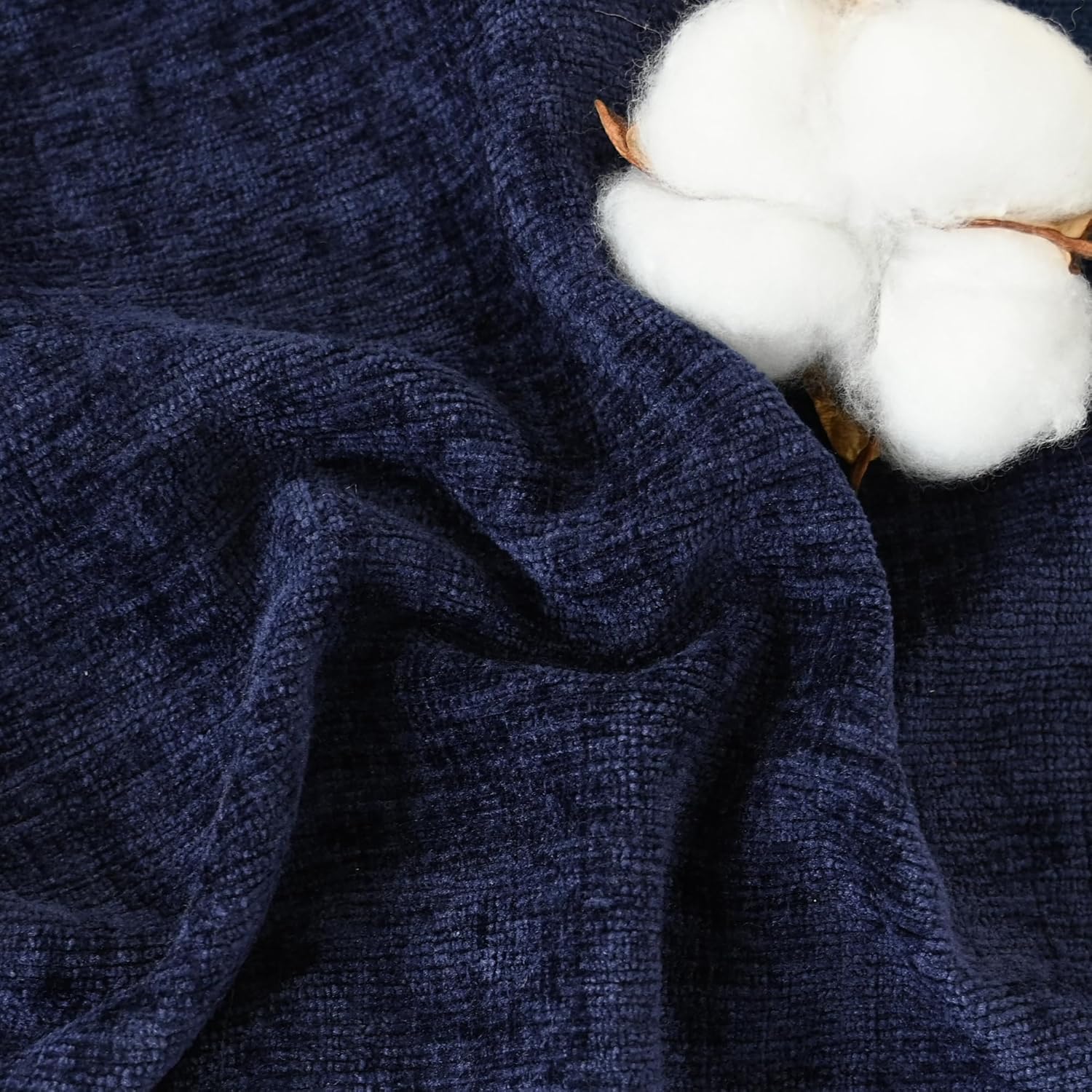 CaliTime Decorative Couch Throw Pillow Covers 18 X 18 Inches Pack of 2 Cozy Chenille Piping Edge Cushion Cases for Sofa Bed Living Room Home Navy Blue - Image 2