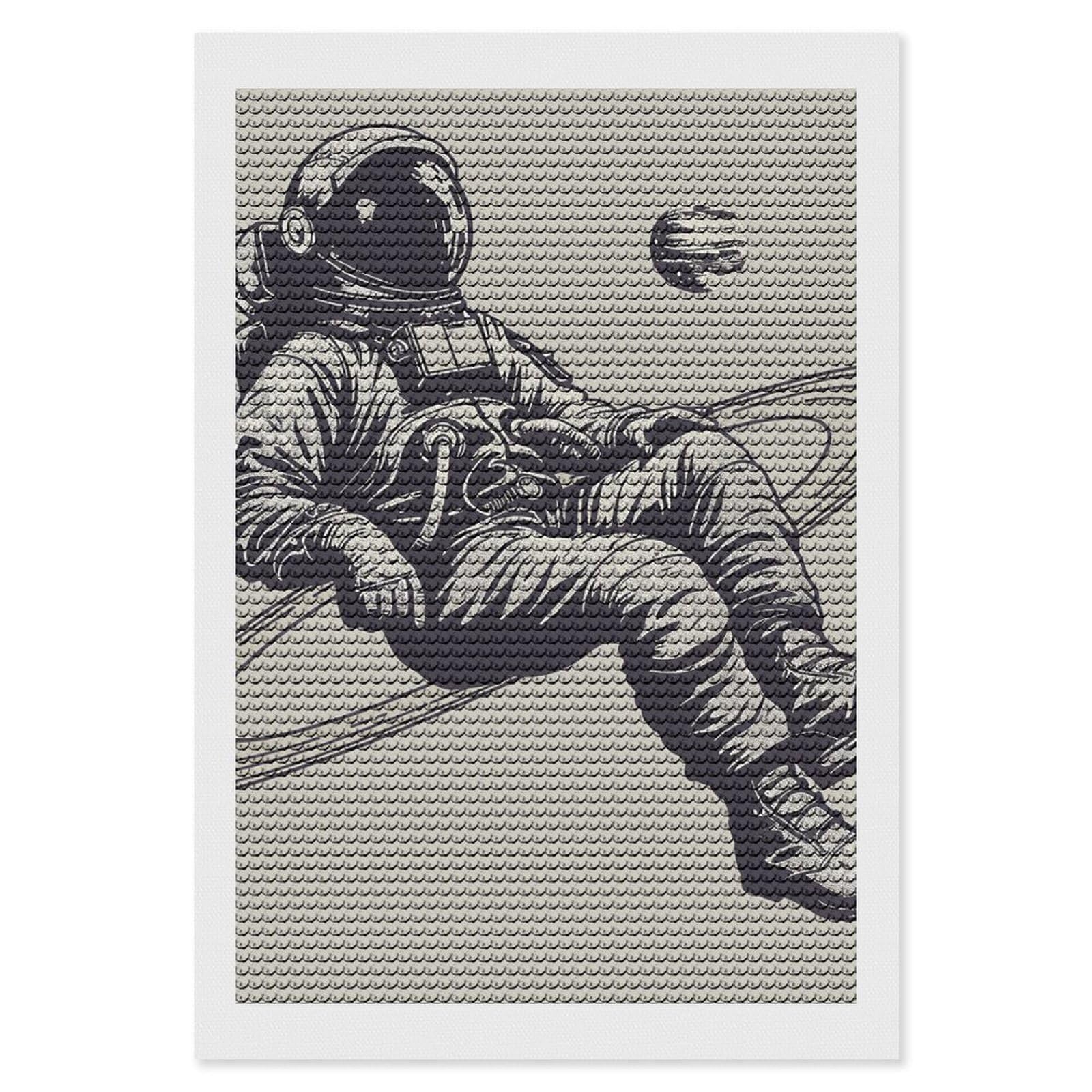 Astronauts and Saturn Diamond Art Kits for Adults, DIY 5D Diamonds Painting Kits for Beginner, Round Full Drill Diamond Dots Painting, Diamonds Pictures Gem Art and Crafts Wall Decor 8"x12"