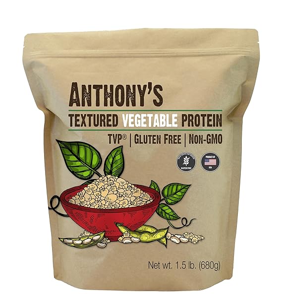 Anthony's Textured Vegetable Protein, TVP, 1.5 lb, Gluten Free, Vegan, Made in USA, Unflavored