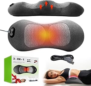 2026 Upgraded 3 in 1 Back Therapy, Triple Fusion Back Massager, Smooth Spine Triple Fusion Back Massager, Three-Speed Constant Temperature Hot Compress, for Neck, Shoulders and Back Suitable (Gray)