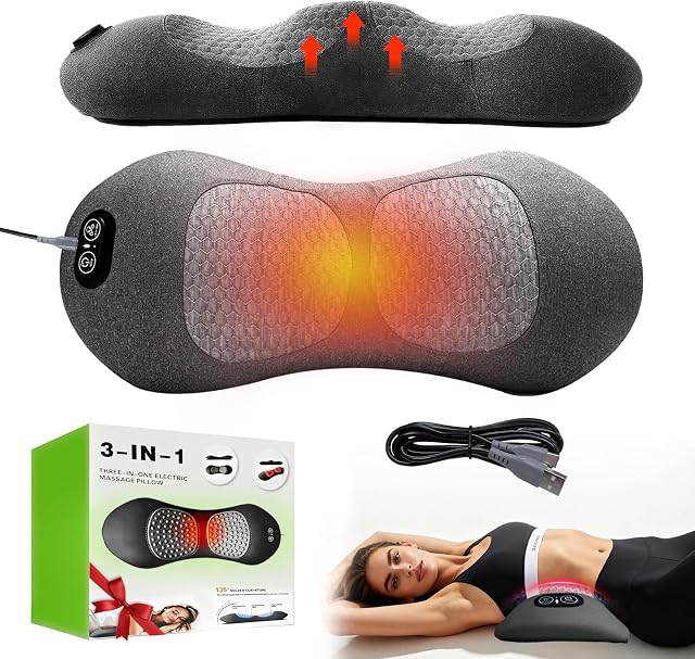 2026 Upgraded 3 in 1 Back Therapy, Triple Fusion Back Massager, Smooth Spine Triple Fusion Back Massager, Three-Speed Constant Temperature Hot Compress, for Neck, Shoulders and Back Suitable (Gray)
