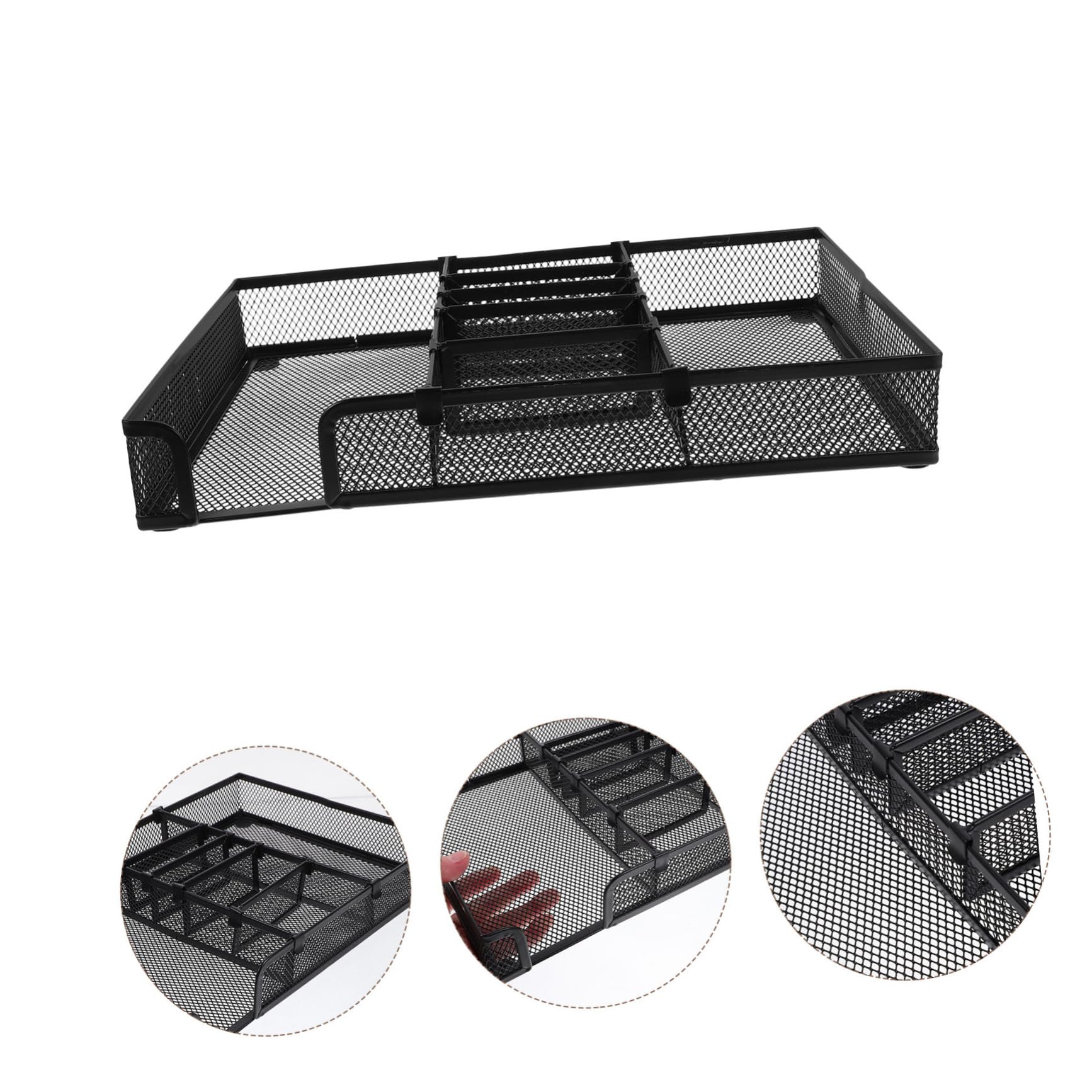 Organizador de Escritorio de Hierro Negro para Papelería y Oficina | Sistema Práctico de Orden, Diseño Versátil, Limpieza Sencilla y Ahorro de Espacio en Mesa