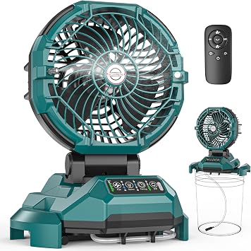 Portable Misting Fan for Outdoors Patios - 30000mAh Rechargeable Battery Powered Camping Fan, 4 Spray Mister with Timer, Fits 10-13" Bucket, 4 Speed, 90 Auto Oscillation for Garden Sports Travel Golf