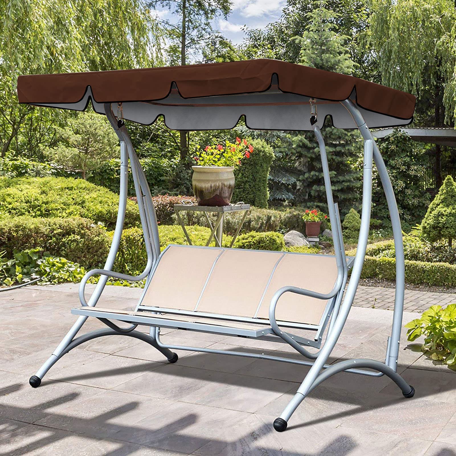 Auvent de rechange imperméable pour balancelle de jardin 2 places - Pour extérieur, cour, jardin (marron)