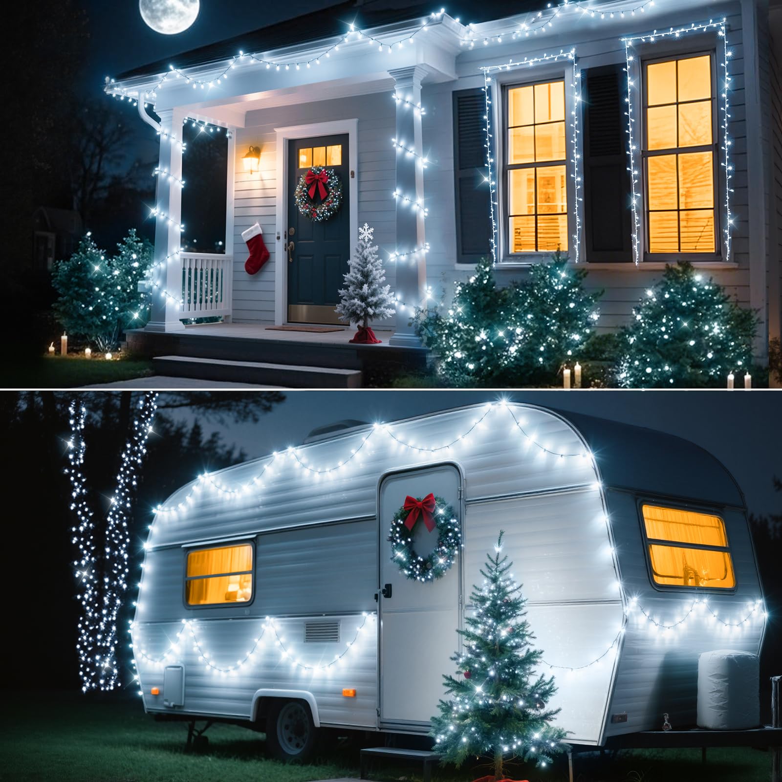 42m 1400 LED Lichterkette Außen Weiß Lichterkette Outdoor Wasserdicht 8 Modi mit Fernbedienung und Timer, Lichterkette Innen für Party Hochzeit Ostern Garten Balkon Weihnachtsbaum deko