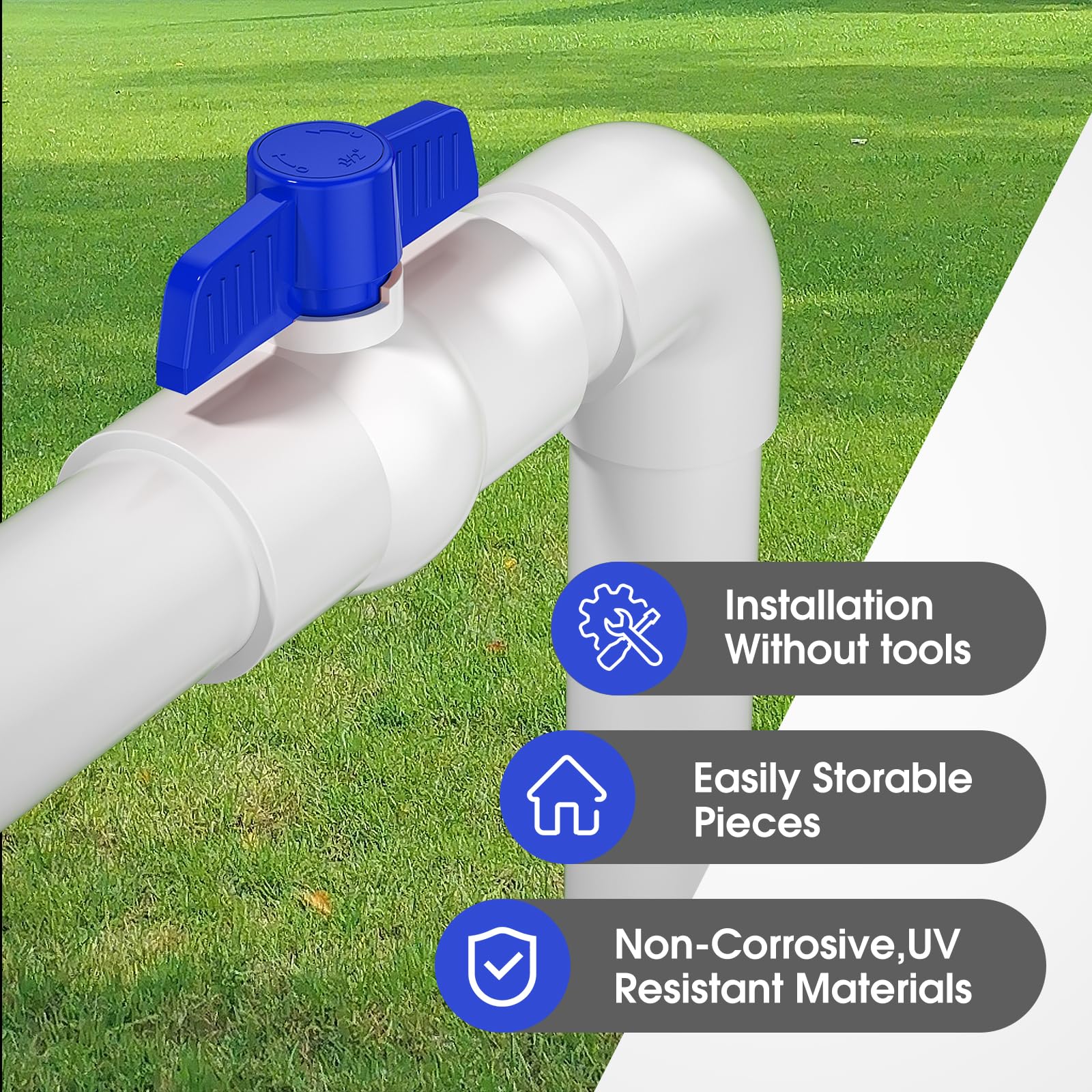 EPHECH 5PCS 1-1/2 PVC Ball Valve, SCH40 Slip PVC Water Pipe Valve with Easy Turn Blue T-Handle, Shut-Off Ball Valve Socket for Swimming Pool, Sprinkler Lines, Outdoor Plumbing & Irrigation System EPHECH 5PCS 1-1/2 PVC Ball Valve, SCH40 Slip PVC Water Pipe Valve with Easy Turn Blue T-Handle, Shut-Off Ball Valve Socket for Swimming Pool, Sprinkler Lines, Outdoor Plumbing & Irrigation System
