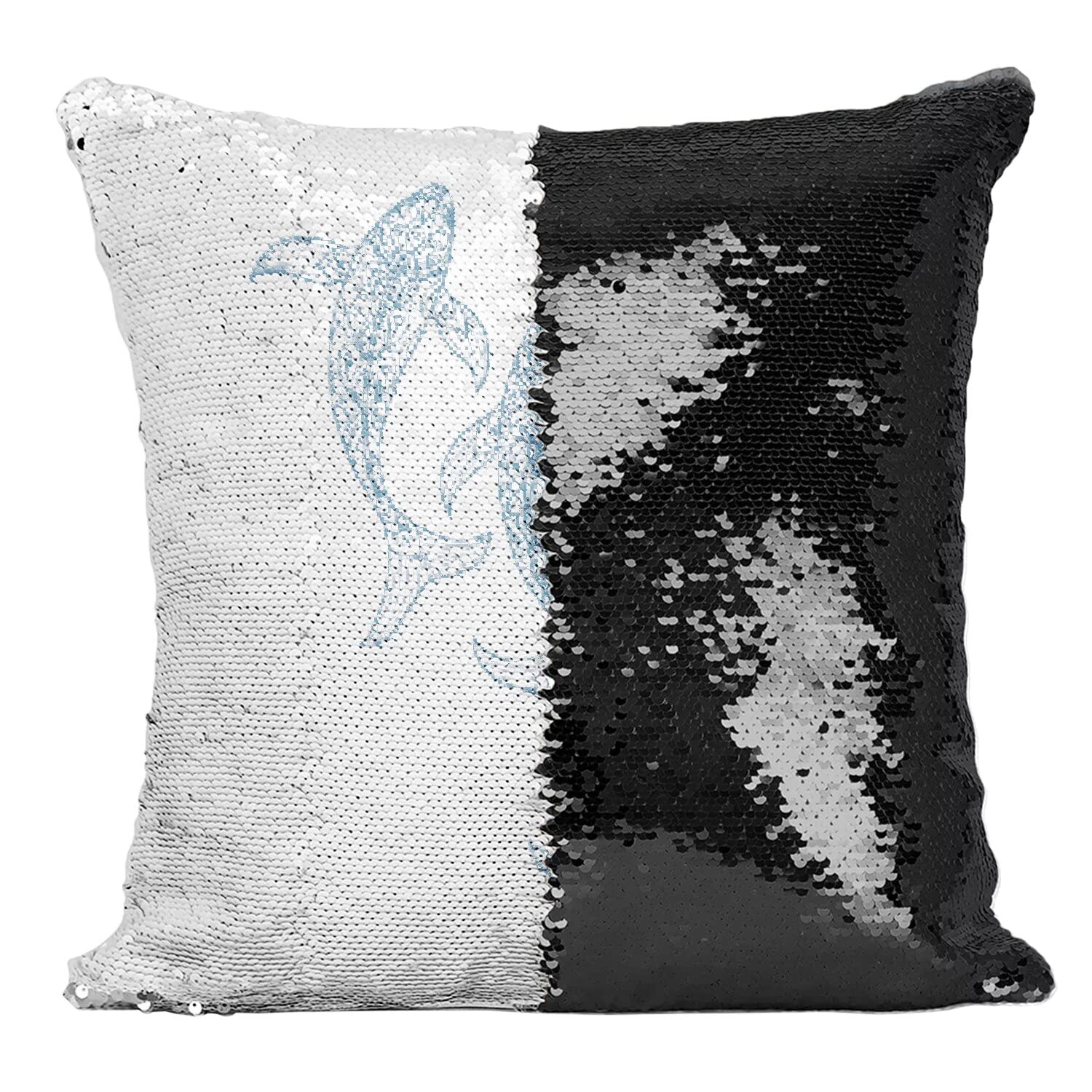 Coussin Paillettes Noir Poissons Esotériques pour une Ambiance Bohémienne au Salon