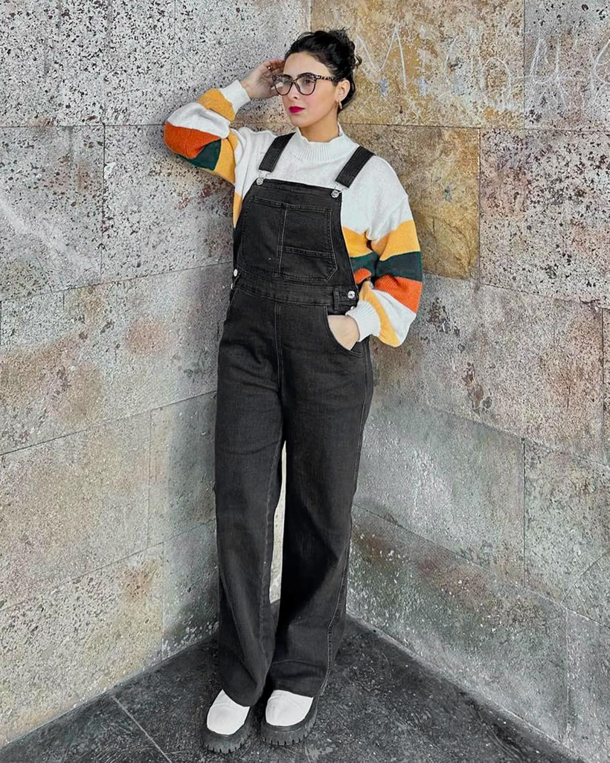 luvamia Overalls Women Loose Fit Denim Bib Baggy Overall Jumpsuit Straight Wide Leg Stretchy Jean Pants Fashion - Image 8