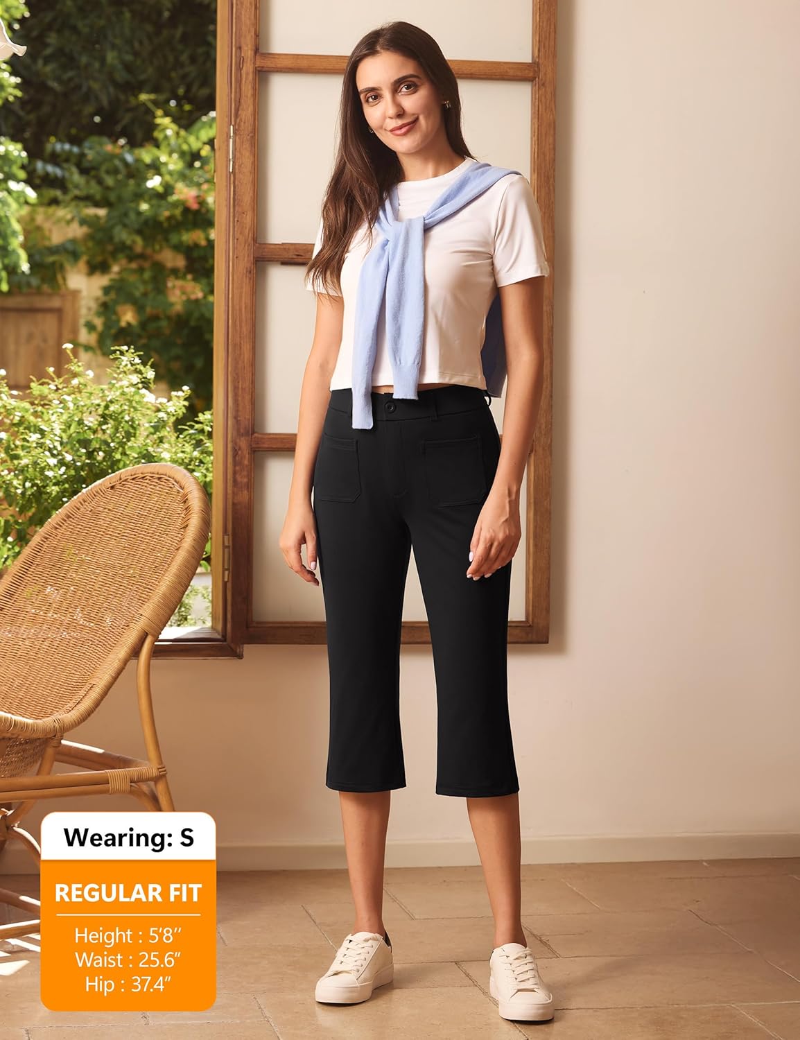 18'' Capri Pants for Women Slim Fit Women's Capris Stretch Dressy Capris Pant with Pockets Summer Work Casual - Image 7