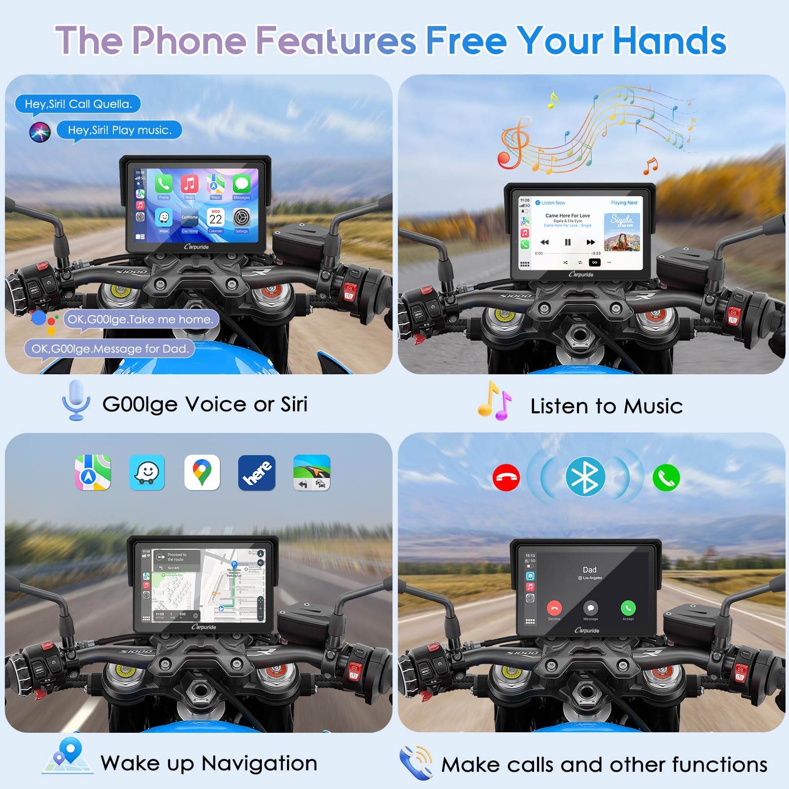 Carpuride W502BPro para B.-M.W Moto CarPlay y Android Auto y Bluetooth Dual