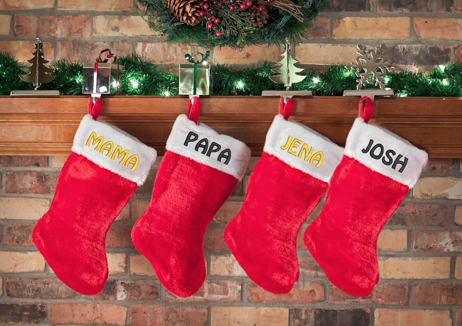 Custom Christmas Stockings - Personalized Red Plush Xmas Stockings Fireplace for Family Decorations Holiday 2026 Xmas Gift - 3 Pack