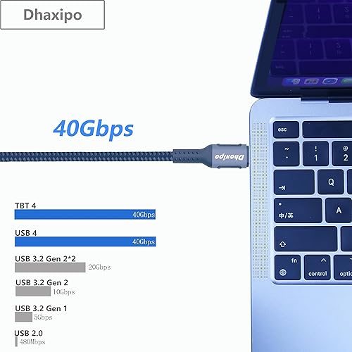 Miniatura 4 de Cable USB 4 para Thunderbolt 4 de 5 pies, transferencia de datos de 40 Gbps con 240 W y 4K a 144 Hz 5K a 60 Hz o 8K a 30 Hz, compatible con cable