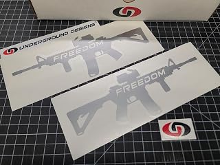 Freedom AR-15 Decal Second Amendment Gun Right American Flag Sticker AR15 Select Color (Metallic Silver, 3.5" x 9.5")
