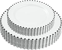 Vista 24 de Plasticpro - Juego de platos combinados de 32 piezas de plástico para cena, platos desechables de plástico elegantes y resistentes para fiestas de 7