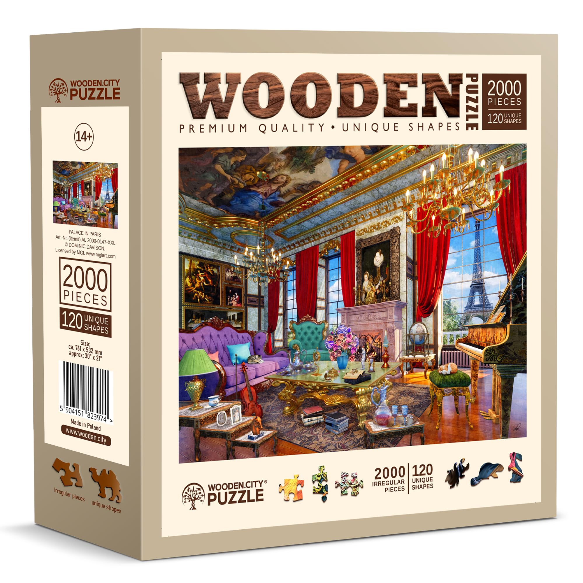 Wooden.City 2000 Elementów Drewniane Puzzle - Zabawka I Unikalne Puzzle Dla Dzieci I Dorosłych - Piękna Układanka Z Układanką Z Niezwykłymi Kawałkami Zwierząt - Puzzli - Idealny Prezent Urodzinowy