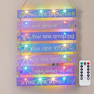 FIOBEE Girls Room Décor for Teen Girls Boys with LED Light Wall Decor for Bedroom Motivational Inspirational Wall Art Girl Room Decoration for Kids Studyroom, 8 Kinds of Lights, Purple Butterfly