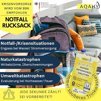Water Purification Tablets - Drinking Water Treatment Active Water Treatment Tablets for Hiking Camping Emergency Equipment Water Purification Tablets Drinking Water