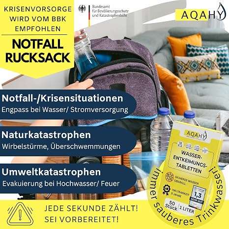 Water Purification Tablets - Drinking Water Treatment Active Water Treatment Tablets for Hiking Camping Emergency Equipment Water Purification Tablets Drinking Water