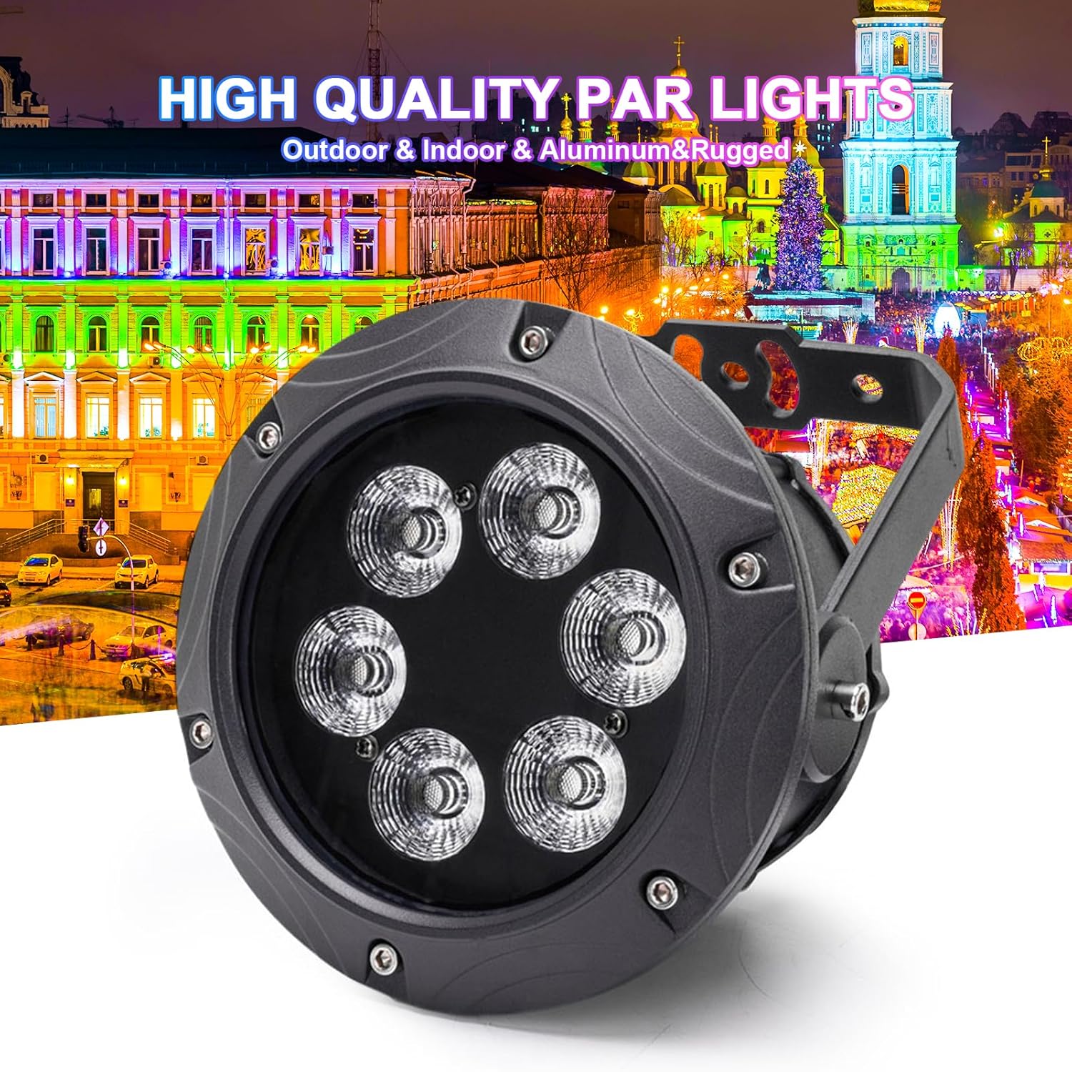 6LED Par Lights Waterproof Stage Light, RGBW 4in1 Outdoor Par Light DMX Sound Activated Control Uplighting for Concert Club Music Show Garden Wedding Church Party (8 Packs)
