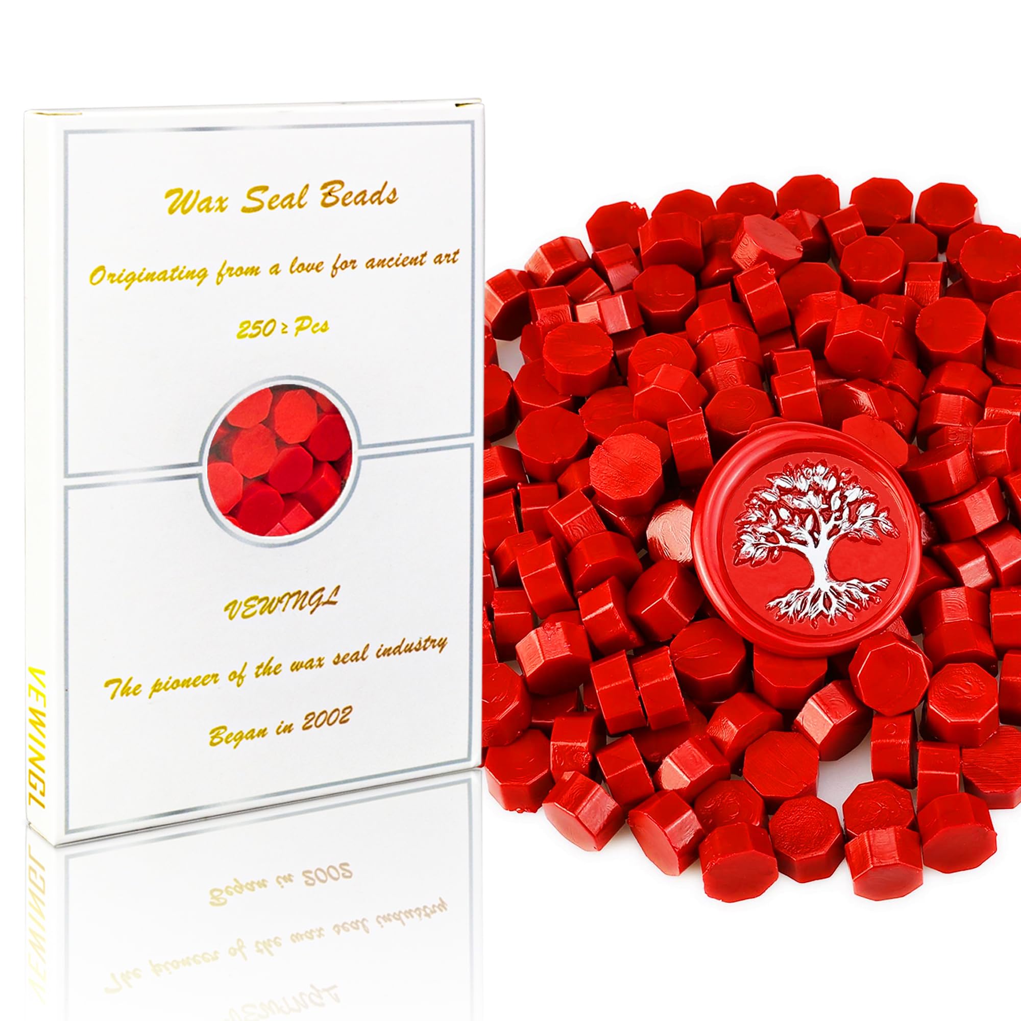 VEWINGL 250 Pcs Wax Seal Beads for Wax Seal Stamps, Cards, Wedding Invitations, Wine Packaging, Gift Wrap, Envelopes (250, Big Red)