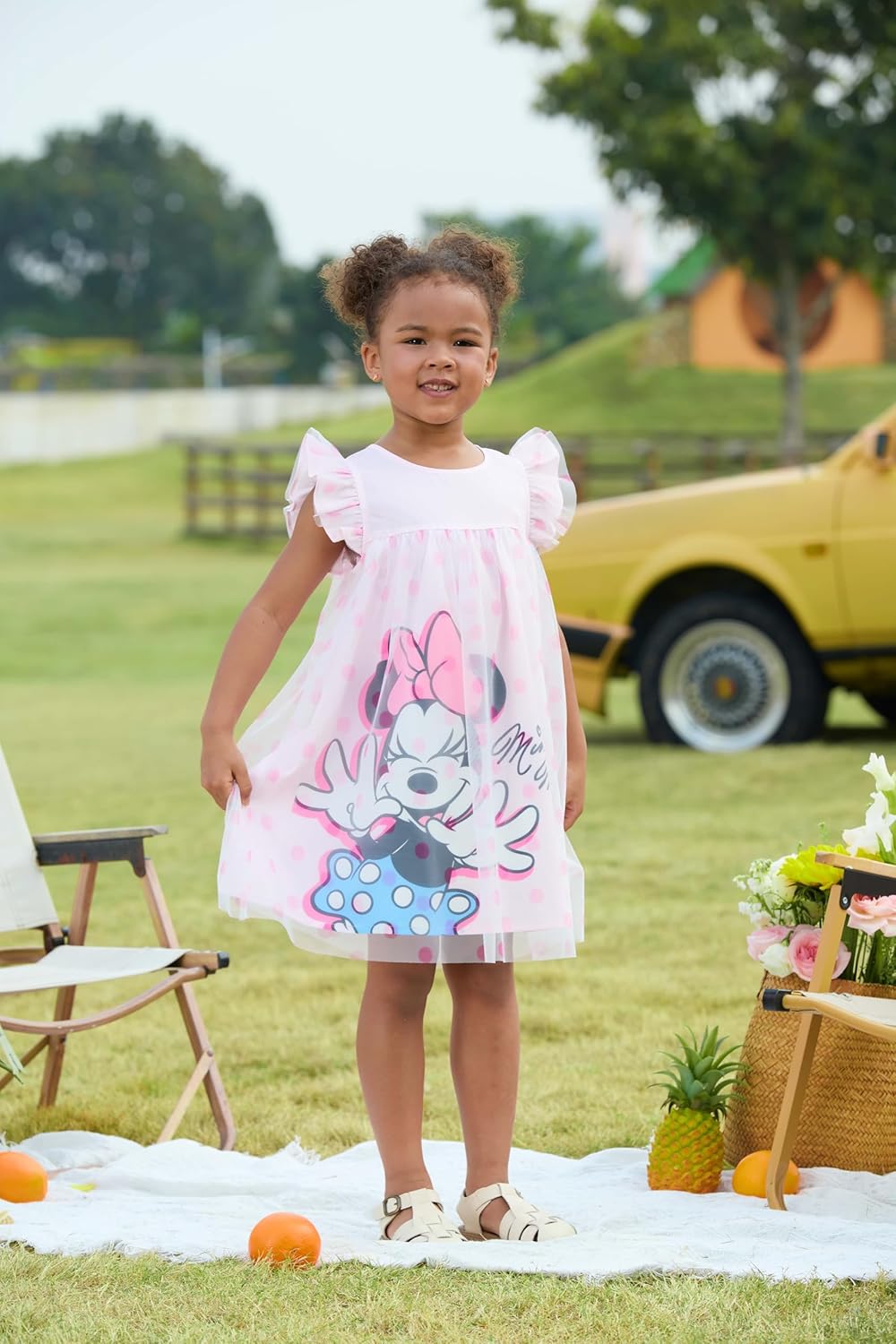 Disney Frozen Elsa Minnie Princess Winnie Girl Dress Ruffle Short Sleeve Tulle Skirt Summer Clothes Kids Outfit Baby/Toddler