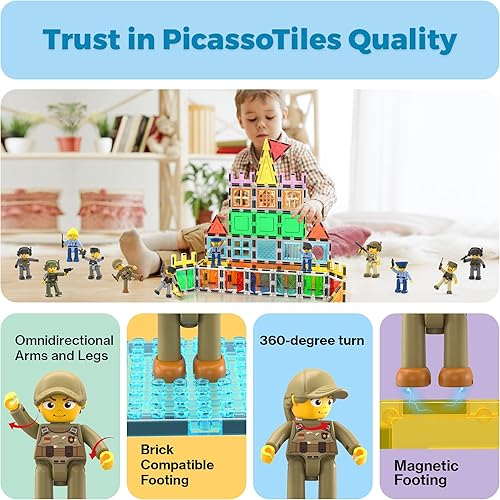 Miniatura 8 de Picasso Toys - Figuras de acción magnéticas, personajes de aplicación de la ley para construcción, bloques de construcción, juego de juguetes de