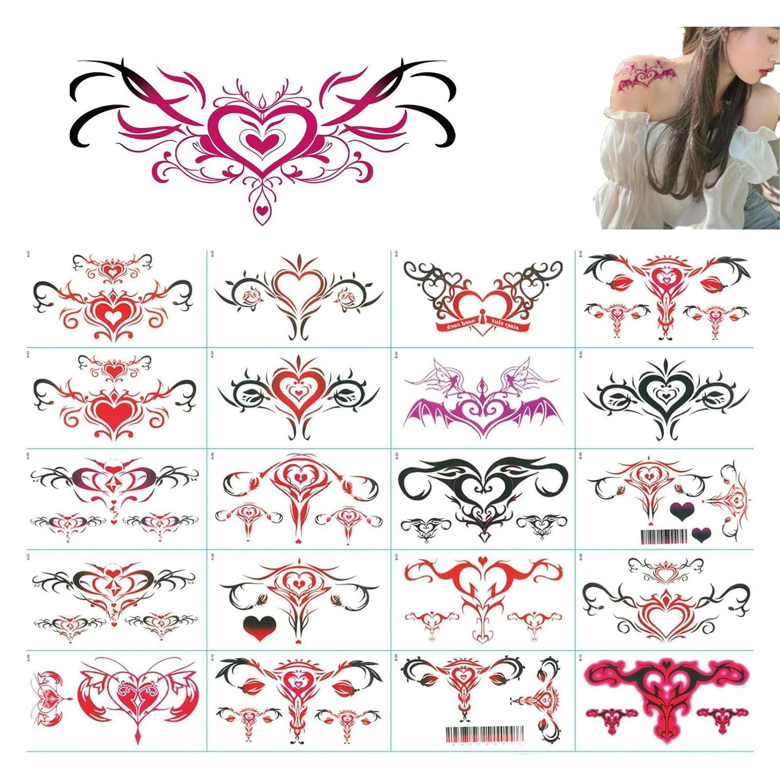 Set of 20 Horny Crest Tattoo Stickers, Easy to Apply, Cute, Fashionable, Masquerade Props, Easy to Apply to Arms, Legs, Body, Chest, Shoulder, Back (Set of 20)