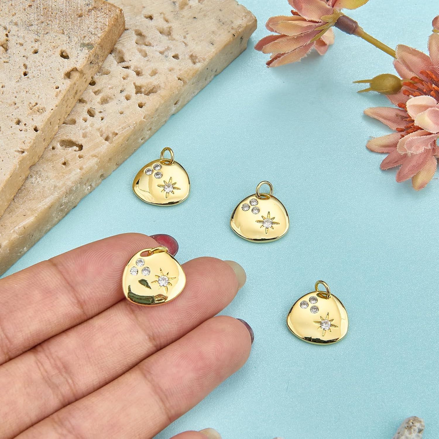 Sun Charms for Jewelry Making Brass Cubic Zirconia Charms for DIY Necklace Bracelet Earrings Jewelry - Image 4