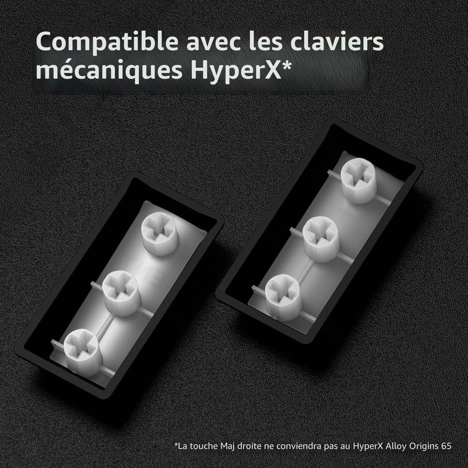 Capuchons de Touches en PBT HyperX – Jeu de Touches Complet, matériau PBT Double Face, Disposition Anglais (É-U), 104, Blanche