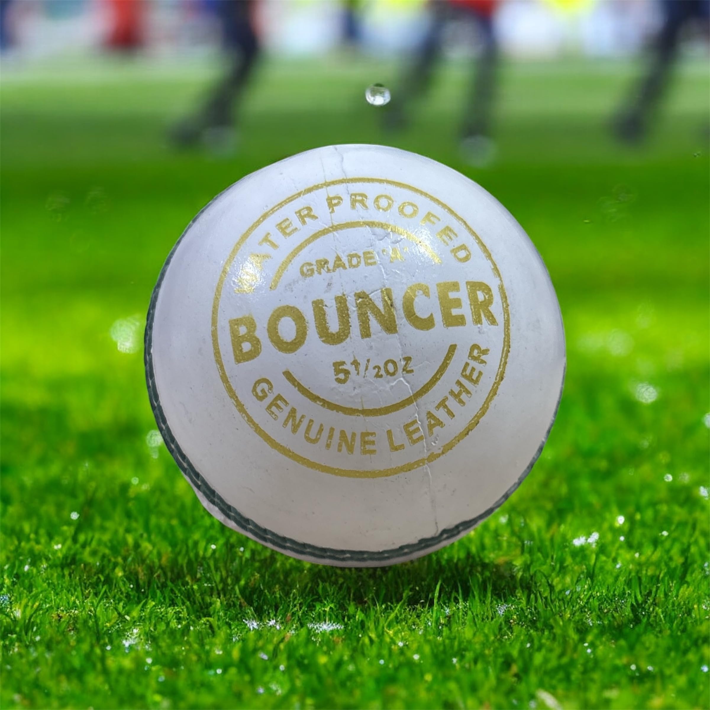 Bouncer Grade A Professional Cricket Ball, White Leather, 4 Panel, Water-Proofed, 5.5 oz, Match Quality-image-24
