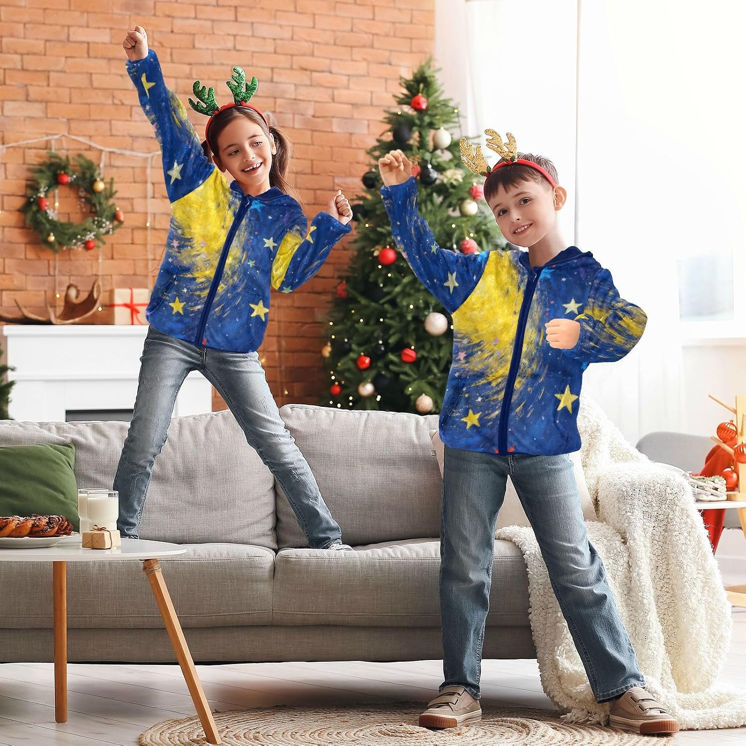 Colorful Fluorescent Planet Universe Toddler Fleece Jacket Outerwear Jackets Navy Blue Baby Boys Hoodie