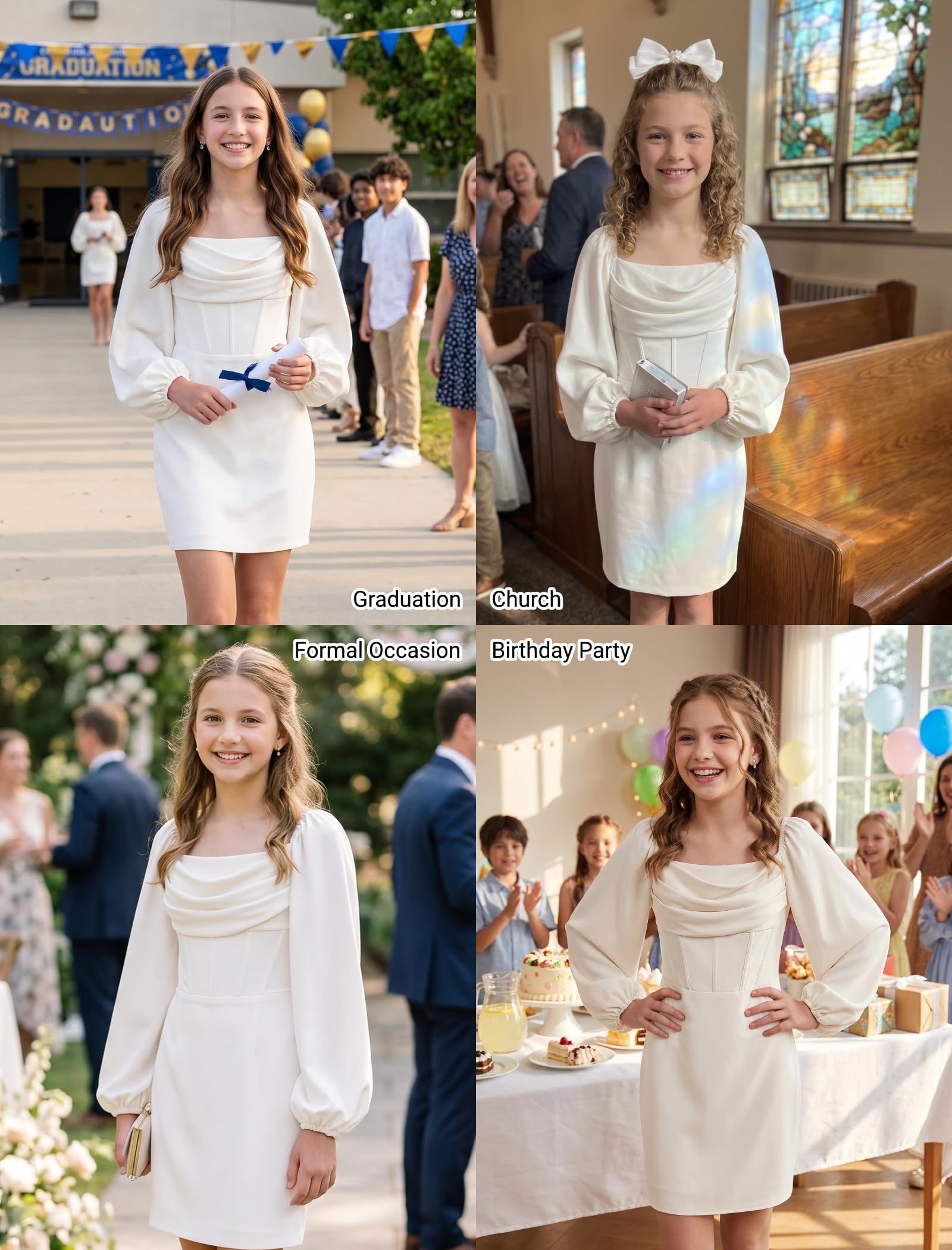 EXARUS Formelles Kleid für Mädchen, gerüscht, Teenager, Heimkehr, Tanz, besondere Anlässe, Tween, Abschlussfeier, Abschlussball, Party, Rüschenkleider
