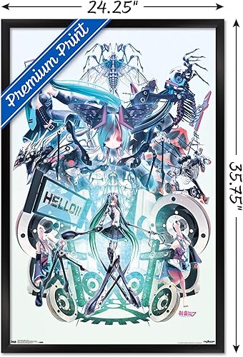 Miniatura 3 de Trends International Hatsune Miku - Hello Wall Poster, 22.375" x 34", versión con marco en color negro