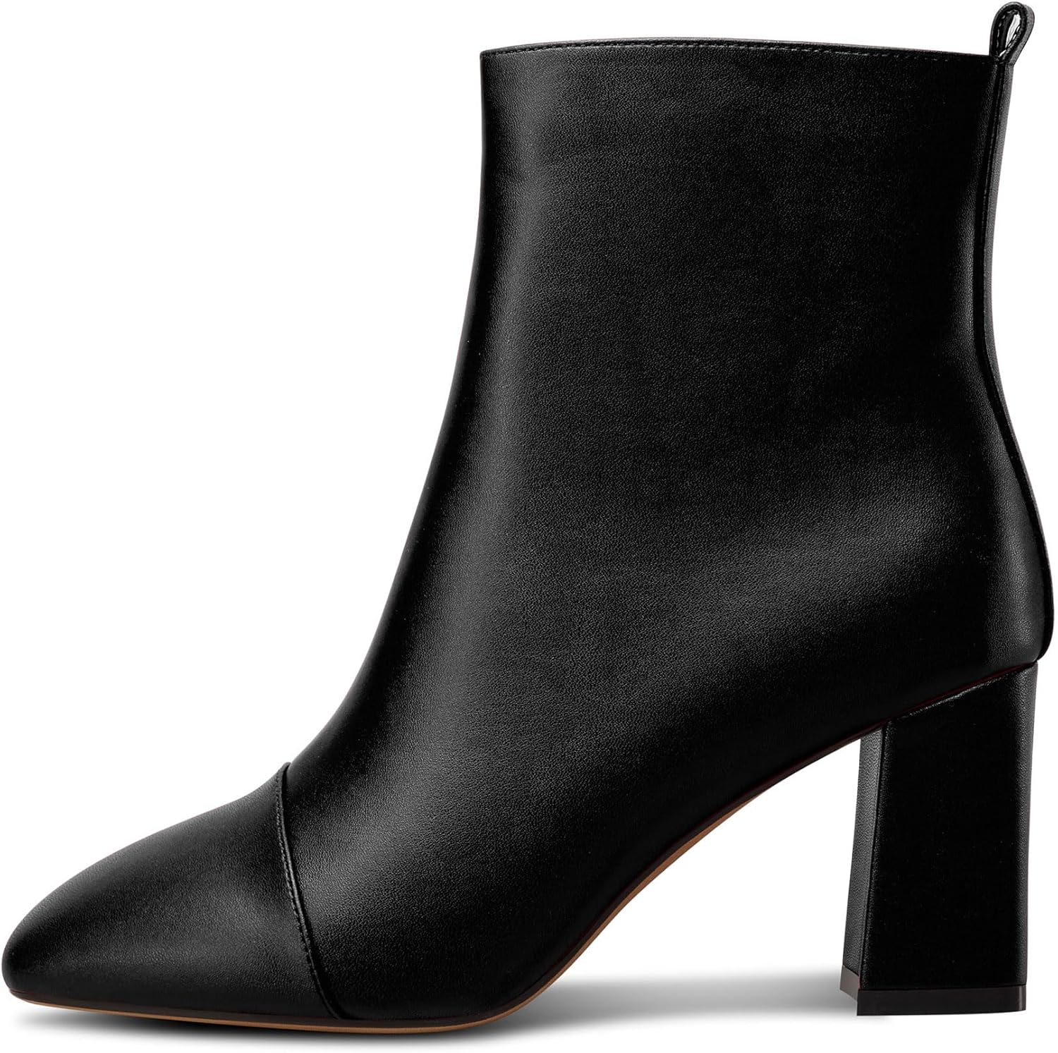 Saekcted Womens Chunky Block Mid Heel Square Toe Ankle Boots Short Bootie Zipper Slip-on Patchwork Dress Office Basic Classic Winter 3.2 Inches Heels