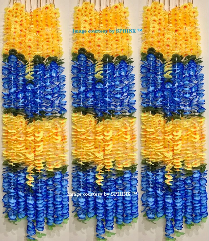 SPHINX MULTICOLORED ARTIFICIAL FLOWERS GARLANDS FOR DECORATION - PACK OF 10 (COLOR AS PER STOCK)