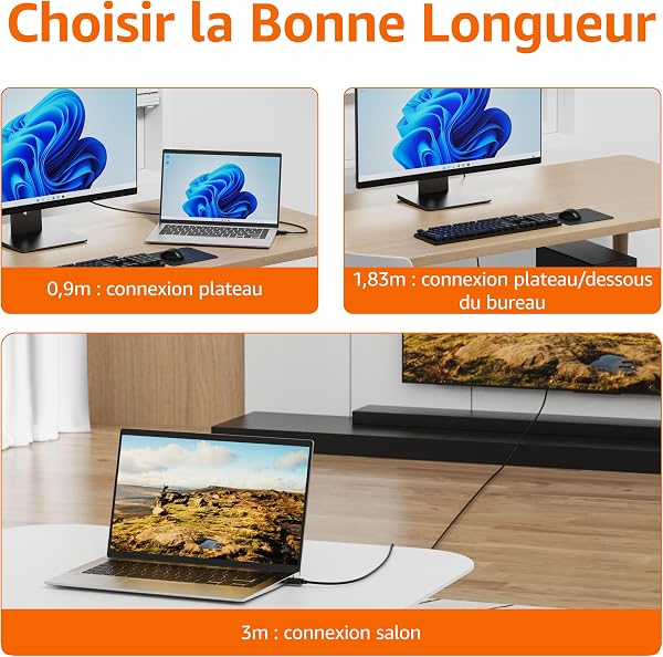 Amazon Basics Câble DisplayPort (Source) vers HDMI (écran), unidirectionnel, 4k à 30 Hz, 1920x1200, 1080p, connecteurs plaqués Or, 1.8 m, Noir - 4