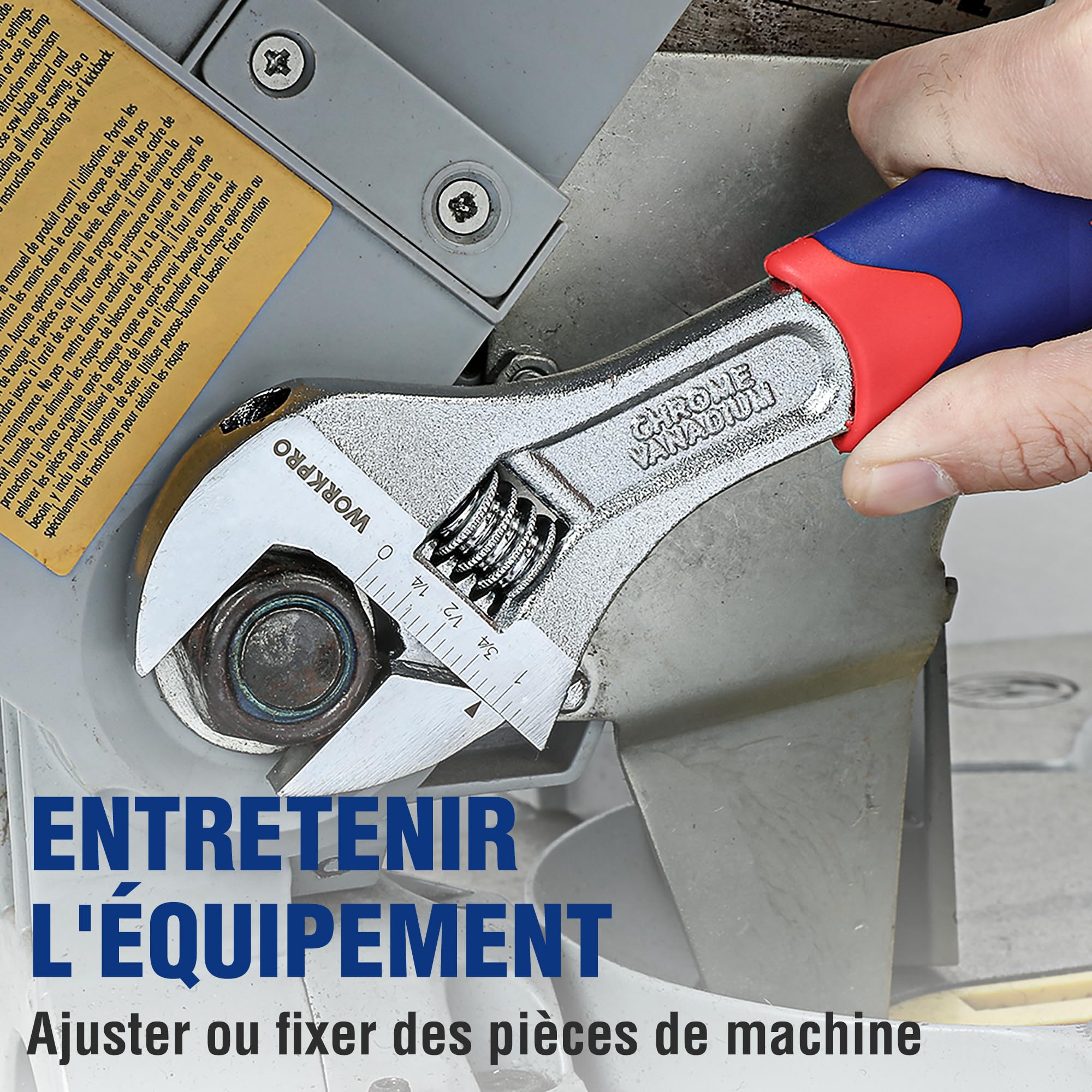 WOKRPRO Jeu de Clés à Molette en Cr-V 150, 200, 250 mm avec Grande Ouverture 19, 24, 28mm 3 Pièces