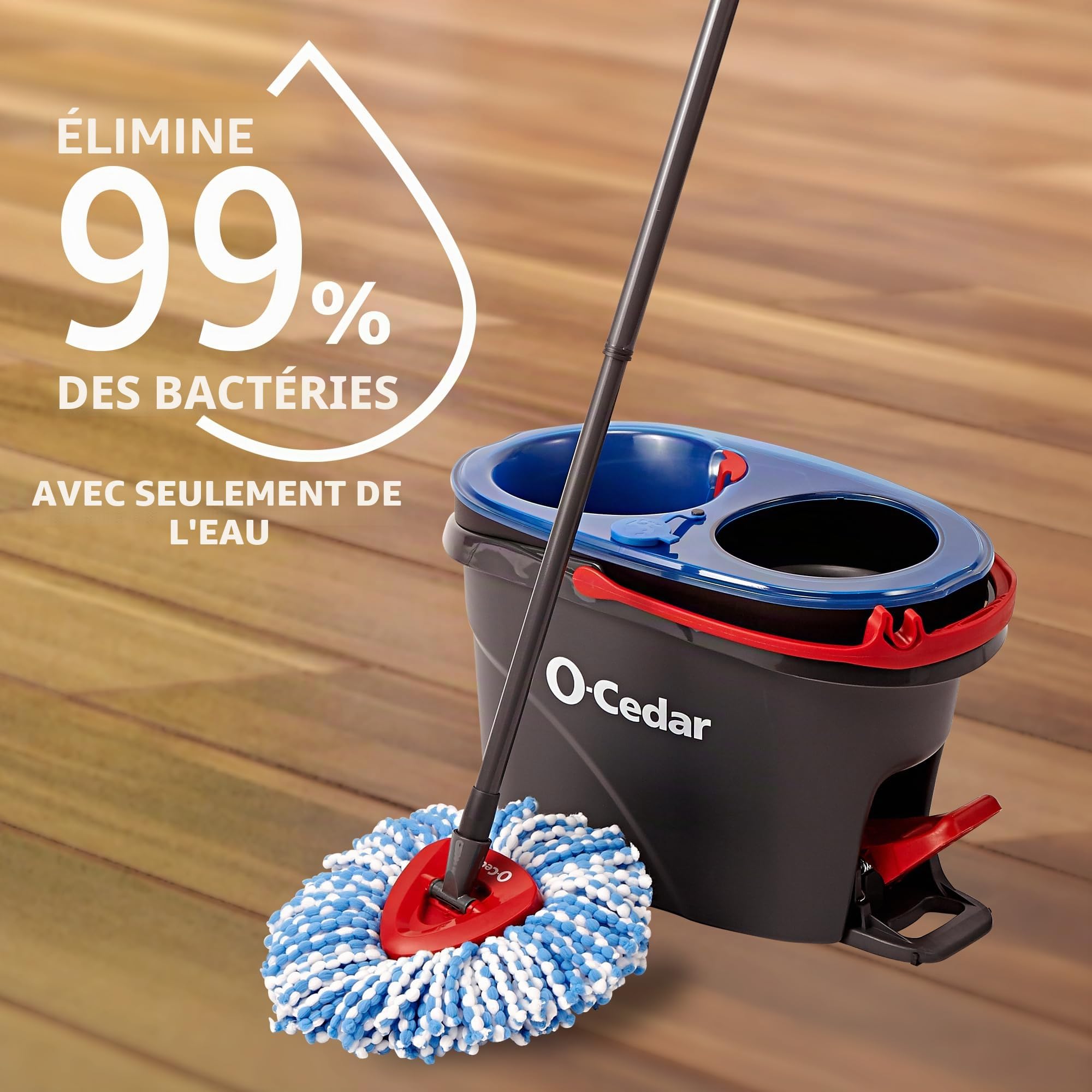 O-Cedar - Easywring - Balai serpillère en Microfibre et Seau de Nettoyage pour sols avec 2 recharges supplémentaires
