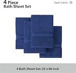 Bath Sheets - 100% Cotton Extra Large Bath Towels, 4 Piece Bath Sheet Set, Zero Twist, Quick Dry, Super Soft Shower Towels, Highly Absorbent Bathroom Towels, Hotel Spa Quality, 35 x 66 inch - Navy