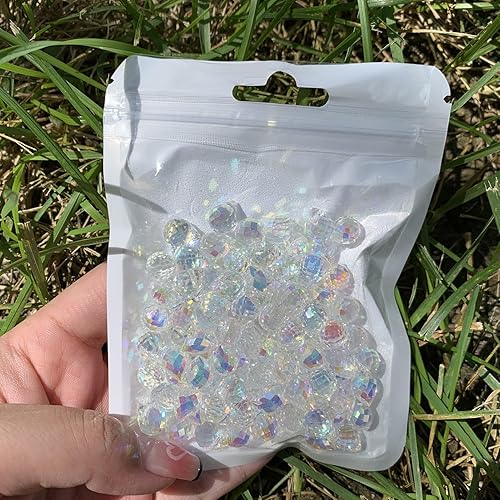 Miniatura 3 de 90 cuentas de cristal de lágrima de 0.315 pulgadas para hacer joyas, surtido de cuentas espaciadoras AB transparentes brillantes, cuentas de vidrio