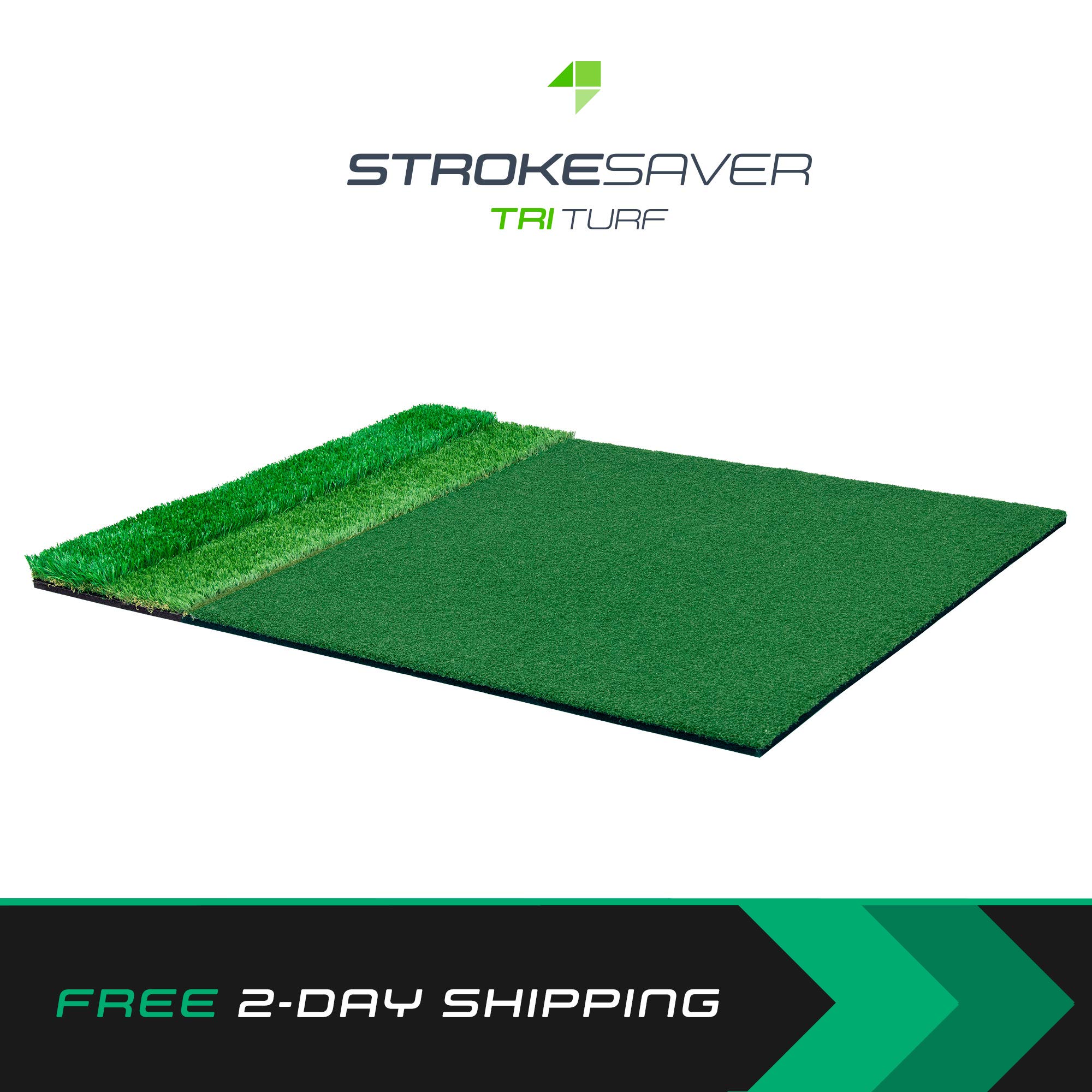 StrokeSaver Tri-Turf Tour Golf Mat (4 x 5 Feet)