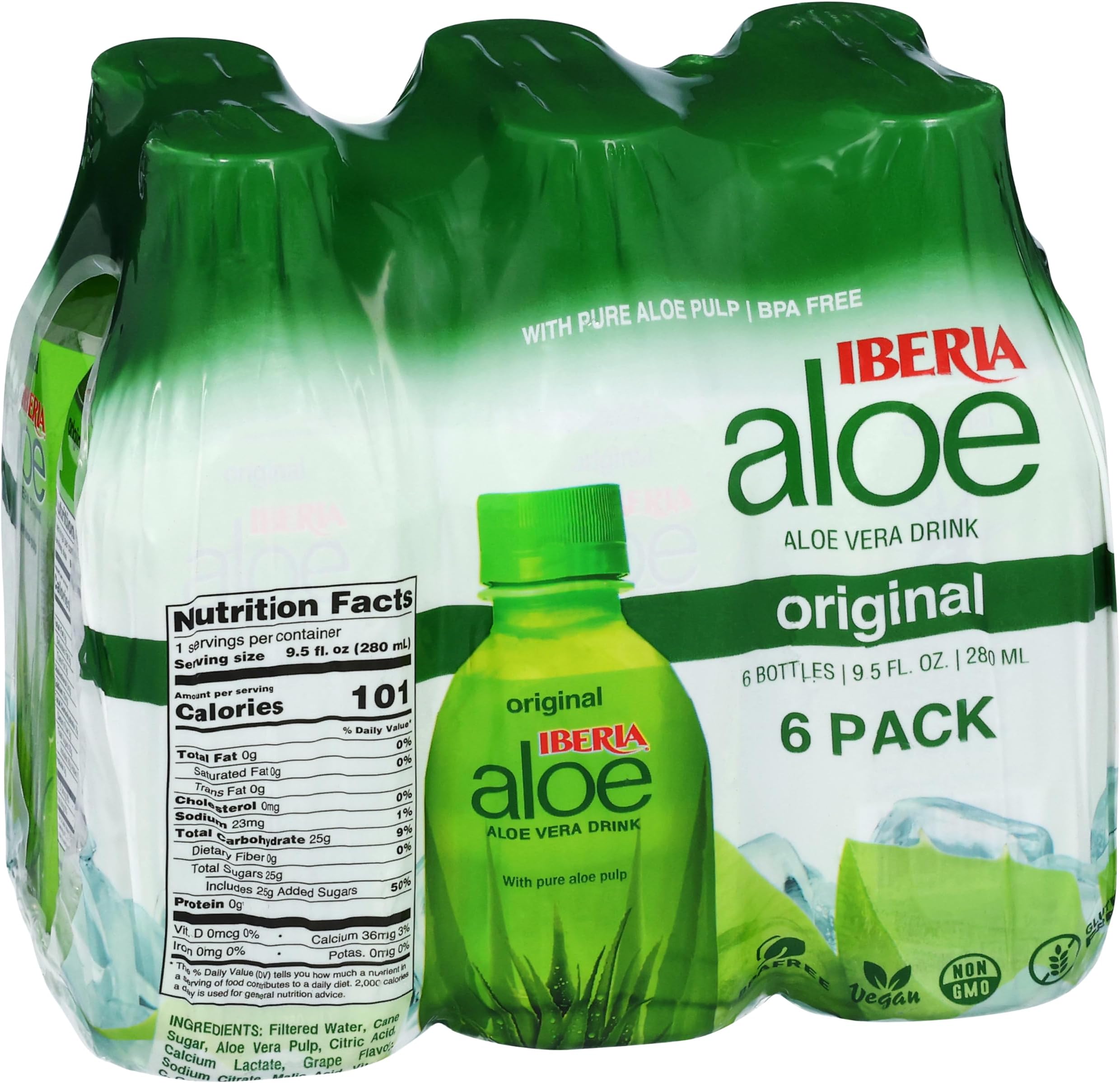 Aloe Vera Juice Drink With Aloe Pulp, Original, 9.5 Fl Oz, Pack of 6